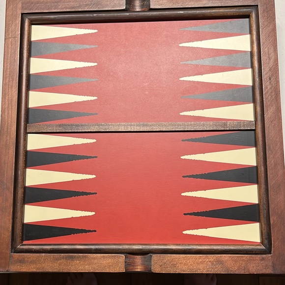 7 in 1 chess/checkers/backgammon/dominoes/poker/cribbage/cards wooden board game - Picture 4 of 5